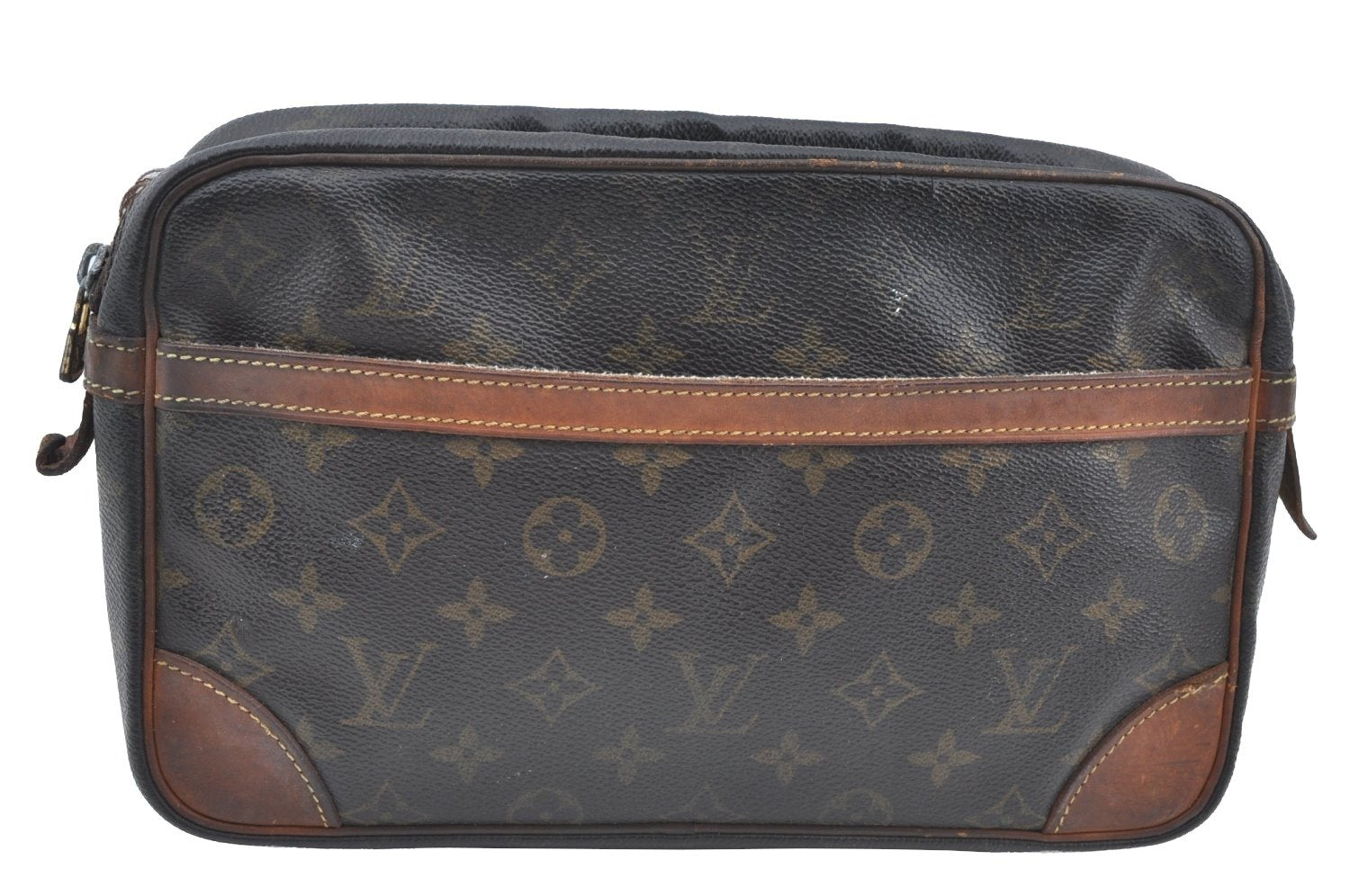 Authentic Louis Vuitton Monogram Compiegne 28 Clutch Hand Bag M51845 Junk K4199