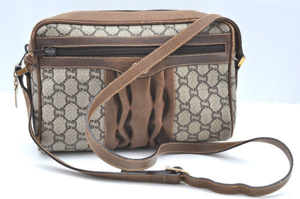 Authentic GUCCI GG Plus Shoulder Cross Body Bag Purse PVC Leather Brown K4202