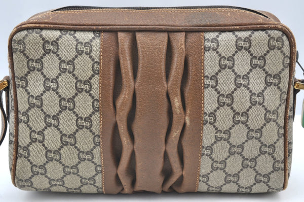 Authentic GUCCI GG Plus Shoulder Cross Body Bag Purse PVC Leather Brown K4202