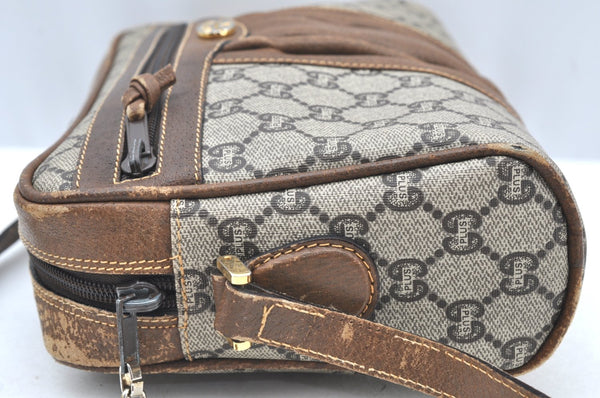 Authentic GUCCI GG Plus Shoulder Cross Body Bag Purse PVC Leather Brown K4202