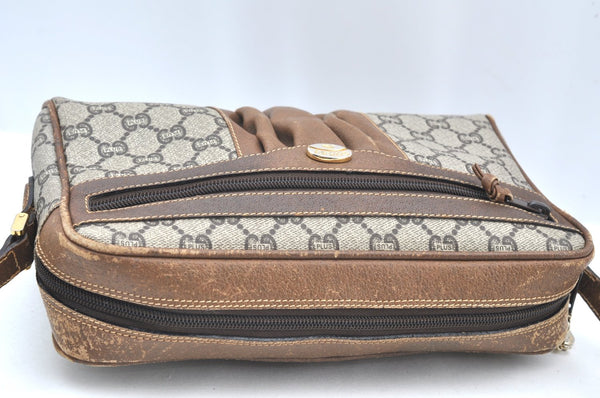Authentic GUCCI GG Plus Shoulder Cross Body Bag Purse PVC Leather Brown K4202
