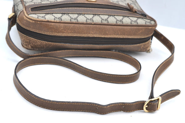 Authentic GUCCI GG Plus Shoulder Cross Body Bag Purse PVC Leather Brown K4202
