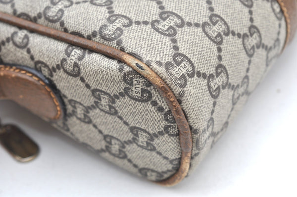 Authentic GUCCI GG Plus Shoulder Cross Body Bag Purse PVC Leather Brown K4202