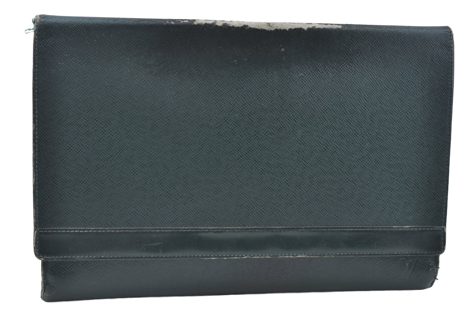 Auth Louis Vuitton Taiga Volga Document case Clutch Bag Green M30204 LV K4203