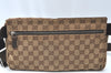 Authentic GUCCI Vintage Waist Body Bag GG Canvas Leather 28566 Brown K4205