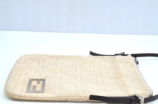 Authentic FENDI Zucca Shoulder Hand Bag Purse Canvas Leather Beige K4207