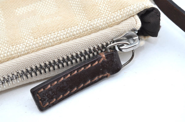Authentic FENDI Zucca Shoulder Hand Bag Purse Canvas Leather Beige K4207