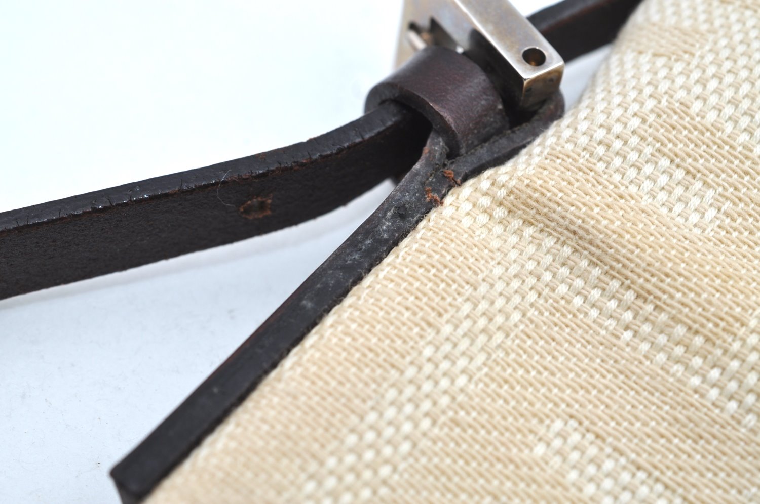 Authentic FENDI Zucca Shoulder Hand Bag Purse Canvas Leather Beige K4207