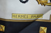 Authentic HERMES Carre 90 Scarf "Les Cles" Silk Black K4214