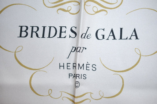 Authentic HERMES Carre 90 Scarf "BRIDES de GALA par" Silk Red K4222