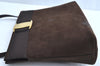 Authentic Salvatore Ferragamo Vara Shoulder Cross Bag Suede Leather Brown K4229