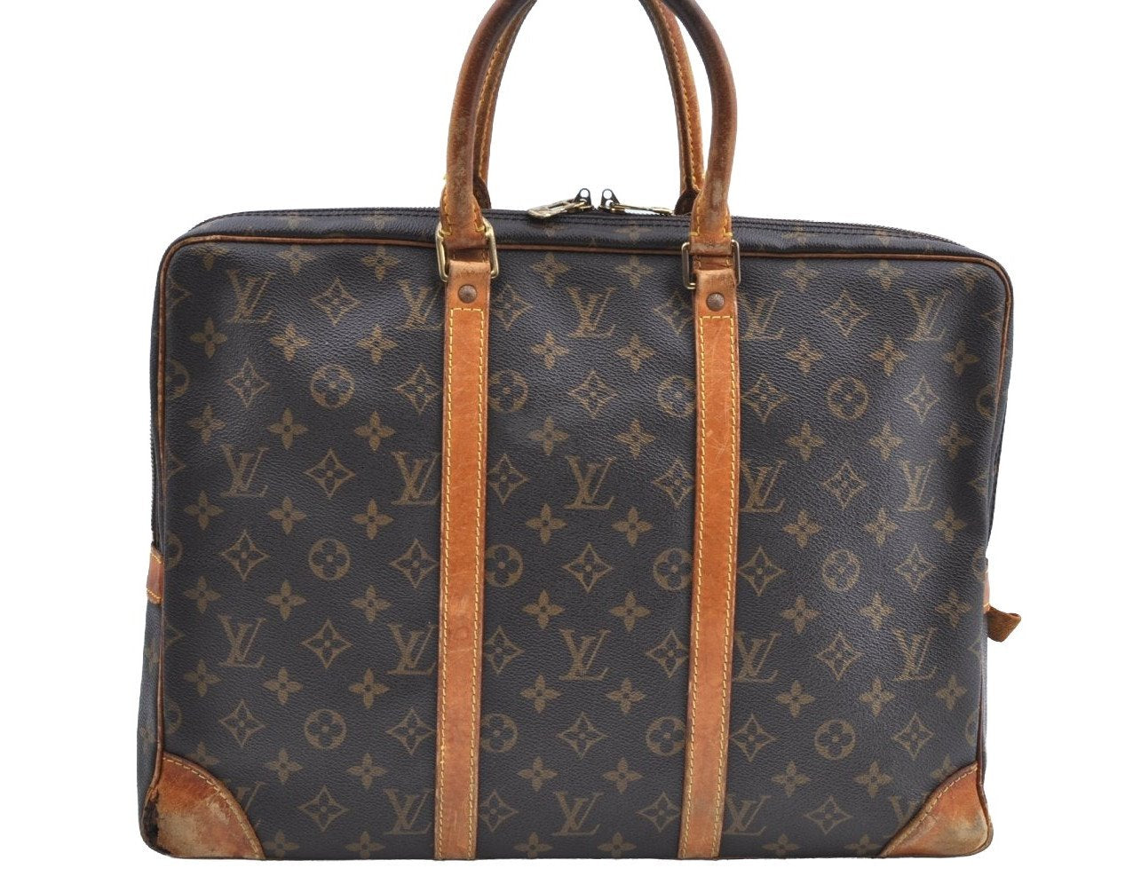 Authentic Louis Vuitton Monogram Porte Documents Voyage M53361 Briefcase K4231