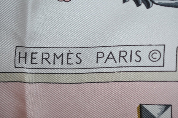 Authentic HERMES Carre 90 Scarf "Les Cles" Silk Pink K4235