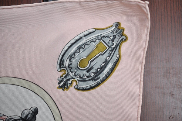 Authentic HERMES Carre 90 Scarf "Les Cles" Silk Pink K4235