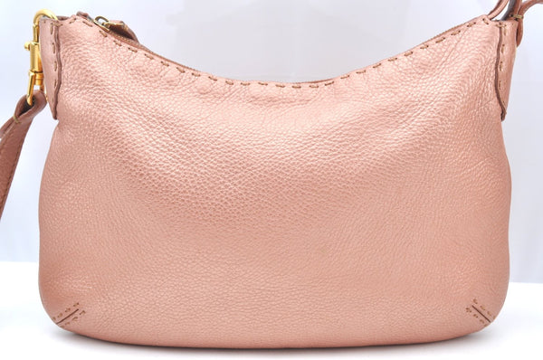 Authentic FENDI Selleria Shoulder Cross Body Bag Purse Leather Pink K4236