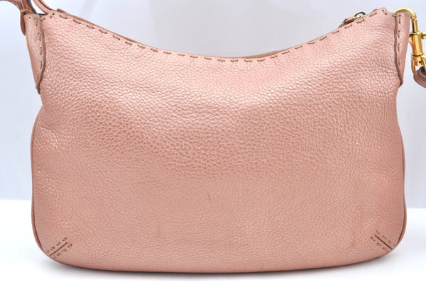 Authentic FENDI Selleria Shoulder Cross Body Bag Purse Leather Pink K4236