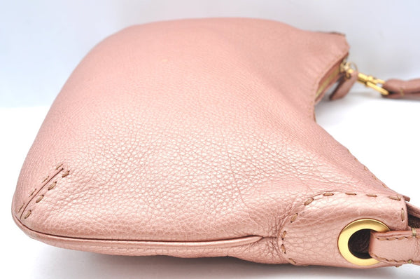 Authentic FENDI Selleria Shoulder Cross Body Bag Purse Leather Pink K4236