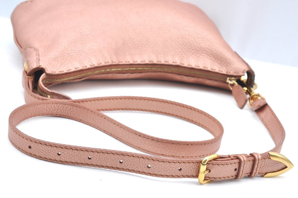 Authentic FENDI Selleria Shoulder Cross Body Bag Purse Leather Pink K4236
