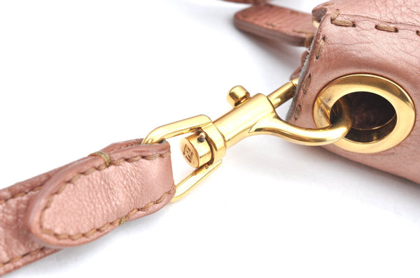 Authentic FENDI Selleria Shoulder Cross Body Bag Purse Leather Pink K4236