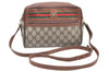 Authentic GUCCI Web Sherry Line Shoulder Cross Bag GG PVC Leather Brown K4241