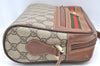 Authentic GUCCI Web Sherry Line Shoulder Cross Bag GG PVC Leather Brown K4241