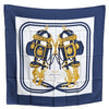 Authentic HERMES Carre 90 Scarf "BRIDES de GALA par" Silk Navy K4246