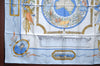 Authentic HERMES Carre 90 Scarf "LE GEOGRAPHE" Silk Light Blue K4250