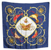 Authentic HERMES Carre 90 Scarf "SPRINGS" Silk Navy K4253