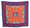 Authentic HERMES Carre 90 Scarf "EARLY AMERICA" Silk Navy K4254