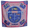 Authentic HERMES Carre 90 Scarf "Les Voitures Nouvelle" Silk Blue K4255