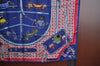 Authentic HERMES Carre 90 Scarf "Les Voitures Nouvelle" Silk Blue K4255