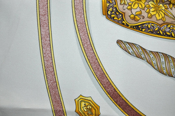 Authentic HERMES Carre 90 Scarf "Qu' importe le flacon" Silk White K4260