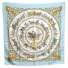 Authentic HERMES Carre 90 Scarf "LA PROMENADE DE LONGCHAMPS" Silk Blue K4261