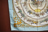 Authentic HERMES Carre 90 Scarf "LA PROMENADE DE LONGCHAMPS" Silk Blue K4261