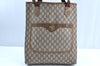 Authentic GUCCI Web Sherry Line GG Plus Tote Bag PVC Leather Brown K4270