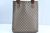 Authentic GUCCI Web Sherry Line GG Plus Tote Bag PVC Leather Brown K4270