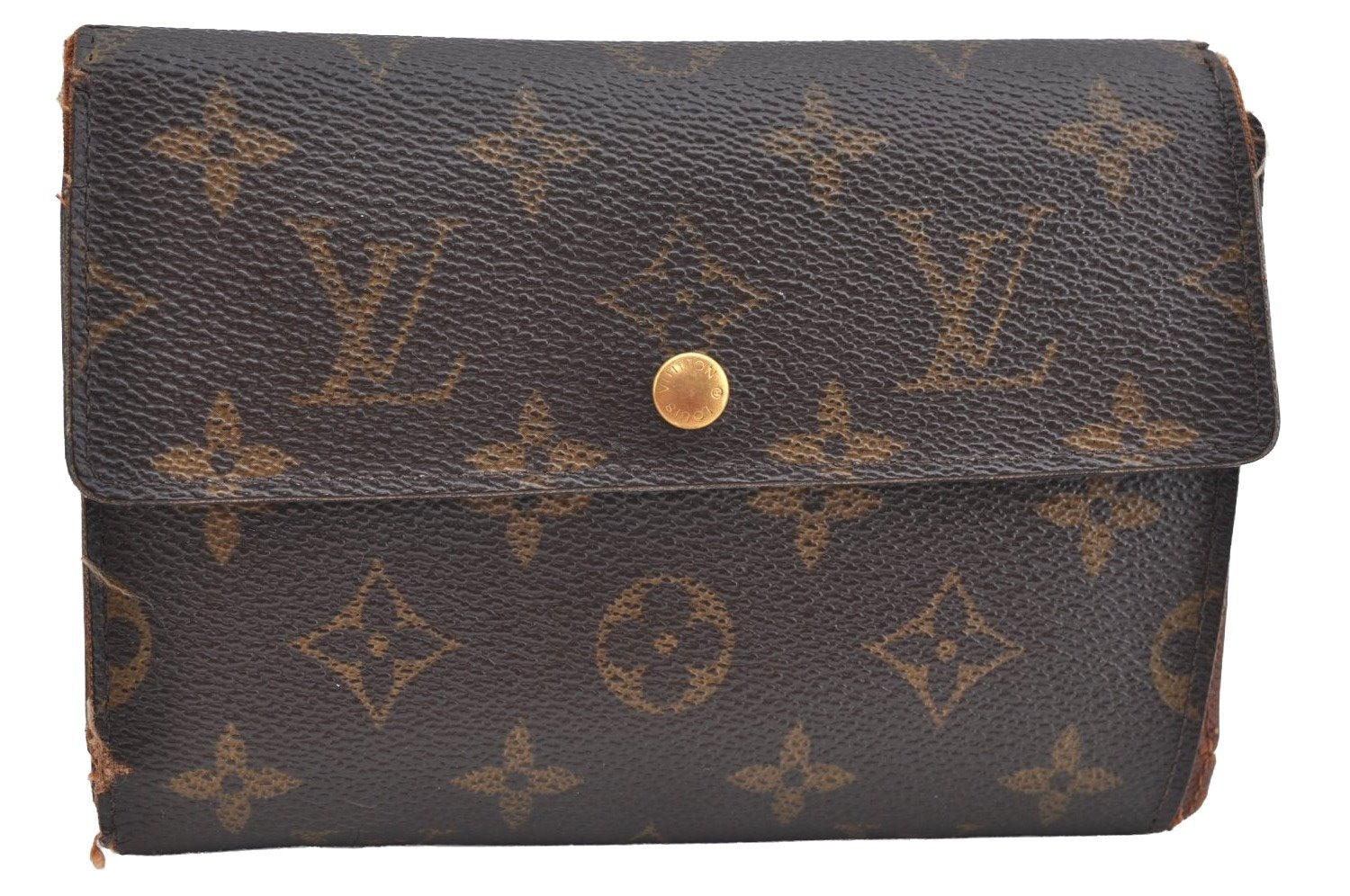 Authentic Louis Vuitton Monogram Porte Tresor Etui Papier Wallet M61202 LV K4275