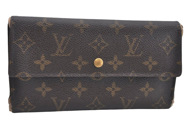 Authentic Louis Vuitton Monogram Porte Tresor International M61215 Wallet K4288