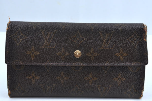 Authentic Louis Vuitton Monogram Porte Tresor International M61215 Wallet K4291