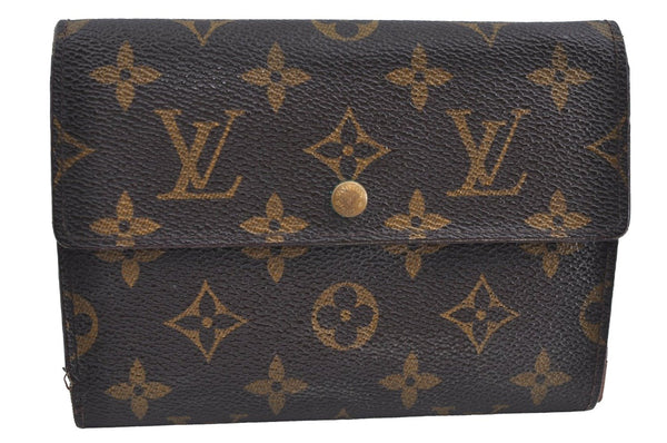 Authentic Louis Vuitton Monogram Porte Tresor Etui Papier Wallet M61202 LV K4297