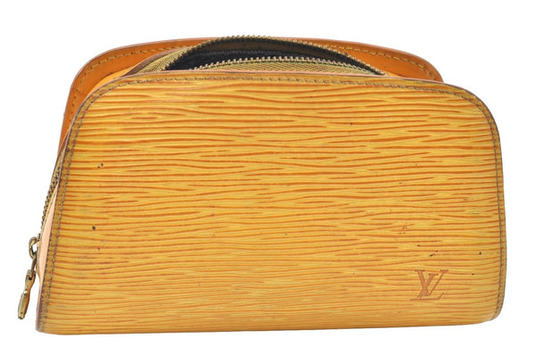 Authentic Louis Vuitton Epi Dauphine Cosmetic Pouch Yellow M48449 LV K4300