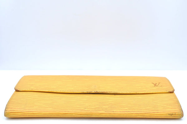 Auth Louis Vuitton Epi Pochette Porte Monnaie Credit Wallet M63579 Yellow K4306