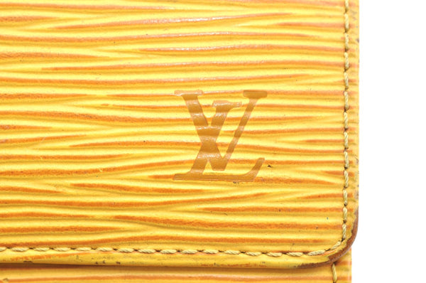 Auth Louis Vuitton Epi Pochette Porte Monnaie Credit Wallet M63579 Yellow K4306