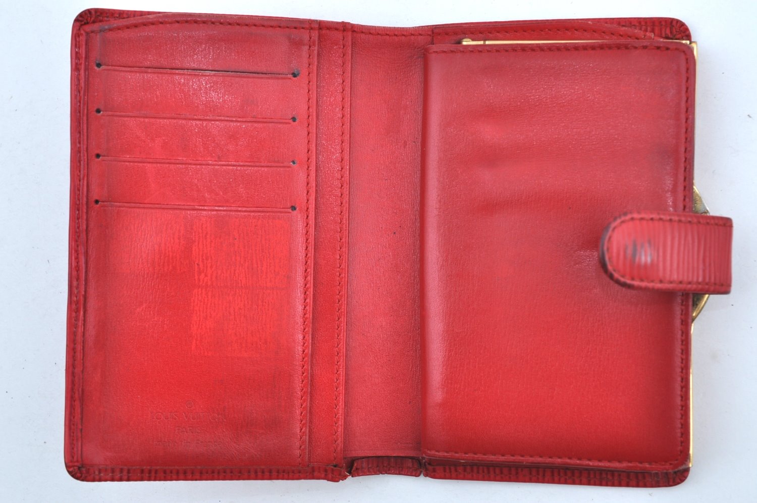 Authentic Louis Vuitton Epi Porte Monnaie Viennois Wallet Red M63247 LV K4307