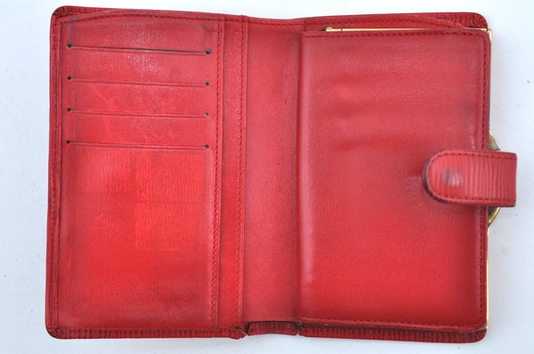 Authentic Louis Vuitton Epi Porte Monnaie Viennois Wallet Red M63247 LV K4307