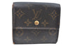 Authentic Louis Vuitton Monogram M61652 Porte Monnaie Billet Carte Credit K4310