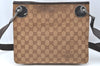 Authentic GUCCI Eclipse Shoulder Cross Bag GG Canvas Leather 120841 Brown K4313