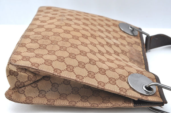 Authentic GUCCI Eclipse Shoulder Cross Bag GG Canvas Leather 120841 Brown K4313