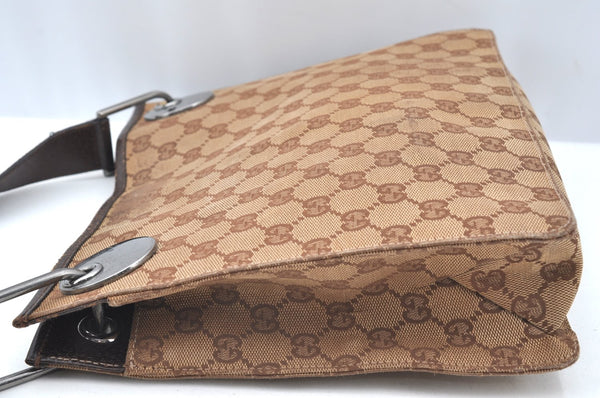 Authentic GUCCI Eclipse Shoulder Cross Bag GG Canvas Leather 120841 Brown K4313