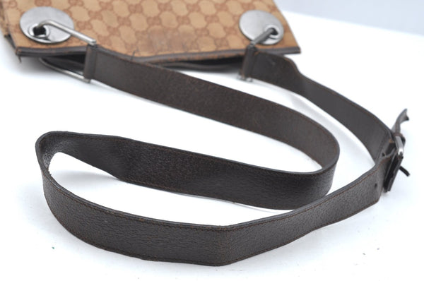 Authentic GUCCI Eclipse Shoulder Cross Bag GG Canvas Leather 120841 Brown K4313